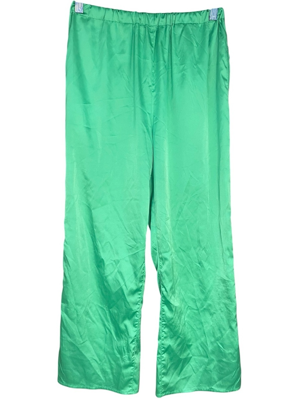 Urban Outfitters Neon Green Satin Wide-Leg Pants Trousers